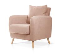 SuenosZzz- Sillon CIES butacas para Dormitorio Nórdica. Sillón tapizado Acualine Antimanchas, Color Salmón Rio 14. Nordica Individual de una Plaza, COJIN Incorporado. Comedor o Dormitorio…