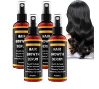 Suero de crecimiento del cabello para hombres y mujeres, aceite capilar con romero, ricino y biotina, reduce la caída, engrosa el cabello y promueve el crecimiento de la barba (4pcs)