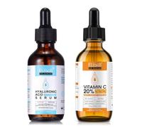 Suero de vitamina C + juego de suero de ácido hialurónico, antienvejecimiento, hidratación, brillo, reducción de arrugas, corrector de puntos oscuros, cuidado natural para la cara, día y noche