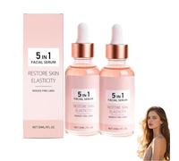 Suero facial antienvejecimiento 5 en 1, suero reafirmante antiarrugas para mejorar la elasticidad de la piel, mejorar la elasticidad de la piel, reducir las líneas finas y las arrugas (2PCS)