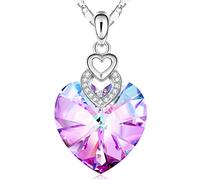 SUE'S SECRET Collar con colgante de cristal de corazón en caja de regalo para amigos, aniversario, cumpleaños, día de la madre, joyería para mamá, esposa, novia, Acción de Gracias, 3cm x 1.8cm