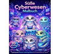 Süße Cyberwesen Malbuch: Cyberpunk Kawaii Coloring Book für Erwachsene & Teens