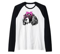süße English Springer Spaniel Bandana Brille Camiseta Manga Raglan