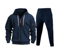 Suéter acolchado de invierno para hombre, con cremallera múltiple, traje de ocio para interiores y exteriores, regalos de Navidad, azul marino, XXL