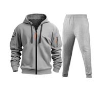 Suéter acolchado para hombre e invierno, con cremallera múltiple, traje de ocio, ideal para hombre, Ceniciento claro, XL