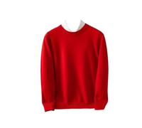 Suéter básico de lana merino con cuello redondo para hombre, ajuste delgado, manga larga, suéter casual de negocios, rojo (big red), L