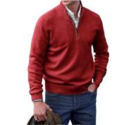 Suéter Básico De Lana para Hombre, Jersey Grueso con Media Cremallera, Cuello Alto, Cálido, Jersey Delgado Red M