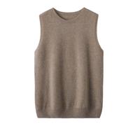 Suéter básico sin mangas con cuello en O para mujer, suéter de lana para otoño e invierno, chaleco de color sólido casual para mujer, Caqui9., S