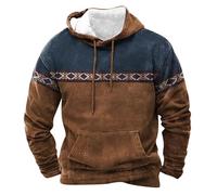 Suéter bohemio con capucha y cremallera de un cuarto para hombre, ajuste holgado, moderno, versátil, cuello alto, media cremallera, manga larga, cuello alto, suéter con cordón para temporada fría