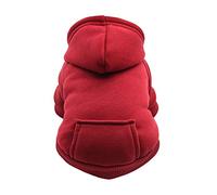 Suéter cálido de invierno para niños con bolsillo, para perros de otoño, ropa pequeña, sudadera con capucha para cachorros, ropa para mascotas, ropa para cachorros (rojo, M)