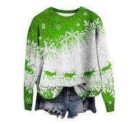 Suéter casual de Navidad para mujer, con estampado divertido, europeo y americano, color sólido, suéter suelto para mujer, primavera y otoño, hombro expuesto, disfraz de fiesta casual para interiores
