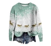Suéter casual de Navidad para mujer, con estampado divertido, europeo y americano, color sólido, suéter suelto para mujer, primavera y otoño, hombro expuesto, disfraz de fiesta casual para interiores