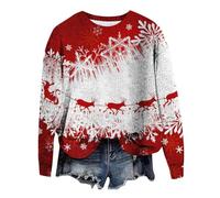 Suéter casual de Navidad para mujer, con estampado divertido, europeo y americano, color sólido, suéter suelto para mujer, primavera y otoño, hombro expuesto, disfraz de fiesta casual para interiores