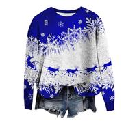 Suéter casual de Navidad para mujer, con estampado divertido, europeo y americano, color sólido, suéter suelto para mujer, primavera y otoño, hombro expuesto, disfraz de fiesta casual para interiores