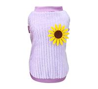 Suéter clásico de girasol para mascotas, perro, cachorro, ropa cálida, suéter de invierno, perchas para ropa para mascotas para armario (morado, S)