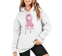 Suéter con capucha contra el cáncer de mama lucha por un asunto sudaderas de gran tamaño sudaderas de manga larga suéter ropa de invierno con bolsillo arcoíris sudadera con capucha, Blanco, S