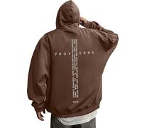 Suéter con capucha para hombre, sudaderas con capucha retro con diseño gráfico para hombre, ropa inspiradora, ropa casual, perfecta para creyentes, marrón, M
