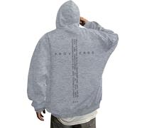 Suéter con capucha para hombre, sudaderas con capucha retro con diseño gráfico para hombre, ropa inspiradora, ropa casual, perfecta para creyentes, Gris claro., 3XL