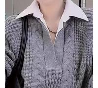 Suéter con cuello de camisa de 2 piezas, moda de otoño e invierno, orientación de Japón y Corea del Sur