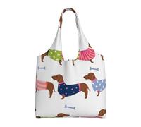 Suéter con estampado de mascota de raza de perro salchicha de pelaje rojo,Bolsas de mano reutilizables, bolsas de supermercado, bolso de hombro de lona de gran capacidad