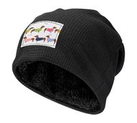 Suéter con Estampado de Mascota de Raza de Perro Salchicha de Pelaje Rojo,Gorro de Punto Tipo gofre, Gorro de Invierno de poliéster con Forro Polar cálido para Hombres y Mujeres.