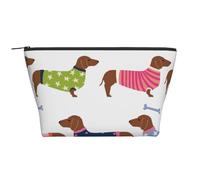 Suéter con patrón de Mascota de Raza de Perro de Abrigo Rojo Dachshund, Bolsa de artículos de tocador Bolsa de Maquillaje Bolsa de cosméticos Bolsa de artículos de tocador de Viaje portátil