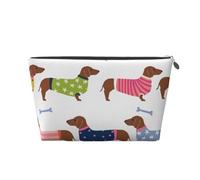 Suéter con patrón de Mascota de Raza de Perro de Abrigo Rojo Dachshund, Bolsa de artículos de tocador Bolsa de Maquillaje Bolsa de cosméticos Bolsa de artículos de tocador de Viaje portátil