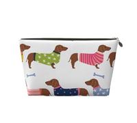 Suéter con patrón de Mascota de Raza de Perro de Abrigo Rojo Dachshund, Bolsa de Maquillaje Bolsa de cosméticos Bolsa de artículos de tocador de Viaje portátil Bolsa de artículos de tocador