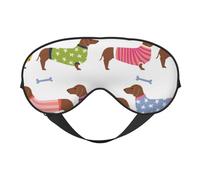 Suéter con patrón de mascota de raza de perro de abrigo rojo Dachshund, Cubreojos completos Antifaz bloqueador de luz Antifaz para dormir Antifaz suave con los ojos vendados Noche