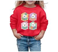 Suéter con purpurina para niñas y niñas, manga larga, sudadera suave con gráficos para niños, lindo cuello redondo, ropa superior para niñas, ropa interior para mujer, rojo, 6-7 años