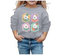Suéter con purpurina para niñas y niñas, manga larga, sudadera suave con gráficos para niños, lindo cuello redondo, ropa superior para niñas, ropa interior para mujer, gris, 5-6 años
