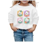 Suéter con purpurina para niñas y niñas, manga larga, sudadera suave con gráficos para niños, lindo cuello redondo, ropa superior para niñas, ropa interior para mujer, Blanco, 4-5 años