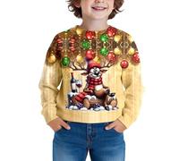 Suéter de bebé de Navidad genérico sudadera casual para niños para niños activos, top cómodo y elegante, uso diario perfecto aventuras al aire libre en la escuela y (beige, 11-12 años)