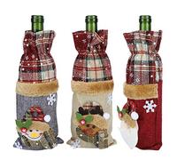 Suéter de botella de vino suave, bolsa de botella de vino, 3 piezas de lino de regalo ideal para bodas de Navidad de 11.2x5.1in