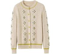 Suéter De Cachemira Cárdigan Bordado Para Mujer, Suéter Holgado De Color Blanco Roto A La Moda, Abrigo, Suéter De Punto Para Mujer,Beige,L