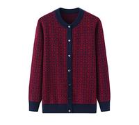 Suéter De Cachemira De 100% Grueso Con Cuello Redondo, Cárdigan Para Mujer, Suéter Tejido De Otoño E Invierno, Suéter Suelto De Un Solo Pecho,Fucsia,SG