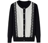 Suéter De Cachemira De Un Solo Pecho Con Cuello Redondo Y 100% Cachemir De Montaña A Juego, Cárdigan Para Mujer, Otoño E Invierno,Negro,L