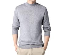 Suéter de cachemira para hombre con cuello redondo juvenil básico de punto delgado, gris, L