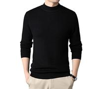 Suéter de cachemira para hombre, cuello redondo, juvenil, ajustado, básico, tejido para hombre, Negro, M