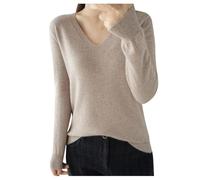 Suéter de cachemira para mujer, suéter con cuello en V, suéter de otoño e invierno, suéter de punto de manga larga, suéter de cachemira de lana para mujer, tejido suelto casual