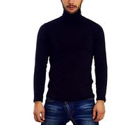 Suéter de Cuello Alto de Invierno para Hombre, Cuello Alto, Corte Slim, Jersey Hombre Invierno, Suéter con Forro Polar, Jersey Cuello Alto Hombre para Actividades al Aire Libre LO-A6957 [3XL, Azul]