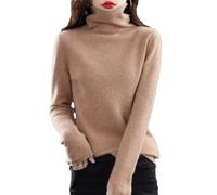 Suéter de cuello alto de lana merina 100% para mujer, color liso, de punto, básico, suave, tops de jersey, XXL