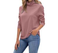 Suéter de Cuello Alto for Mujer, suéter de Cachemira for Mujer, suéter Informal de Manga Larga con Cuello Alto, Ropa de Diario.(Pink,S)