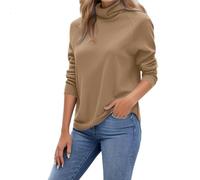 Suéter de Cuello Alto for Mujer, suéter de Cachemira for Mujer, suéter Informal de Manga Larga con Cuello Alto, Ropa de Diario.(Gold,XXL)