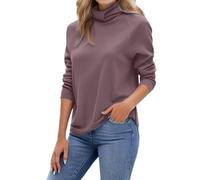 Suéter de Cuello Alto for Mujer, suéter de Cachemira for Mujer, suéter Informal de Manga Larga con Cuello Alto, Ropa de Diario.(Purple,L)