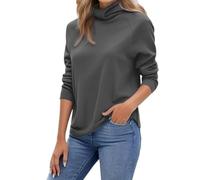 Suéter de Cuello Alto for Mujer, suéter de Cachemira for Mujer, suéter Informal de Manga Larga con Cuello Alto, Ropa de Diario.(Dark Gray,XL)