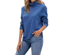 Suéter de Cuello Alto for Mujer, suéter de Cachemira for Mujer, suéter Informal de Manga Larga con Cuello Alto, Ropa de Diario.(Blue,M)