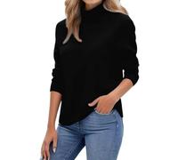 Suéter de Cuello Alto for Mujer, suéter de Cachemira for Mujer, suéter Informal de Manga Larga con Cuello Alto, Ropa de Diario.(Black,XL)