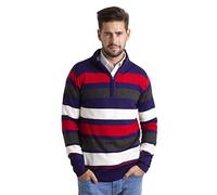 Suéter de cuello alto para hombre con media cremallera manga larga clásico algodón puente S-XXL, rojo, XL