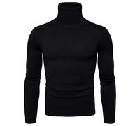 Suéter de cuello alto para hombre, cuello alto, casual, manga larga, básica, ajustada, suéter térmico de punto, Camisetas negras de cuello alto para hombre, M